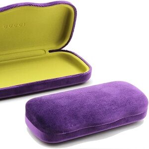 Gucci sunglass case purple velvet clamshell green interior
